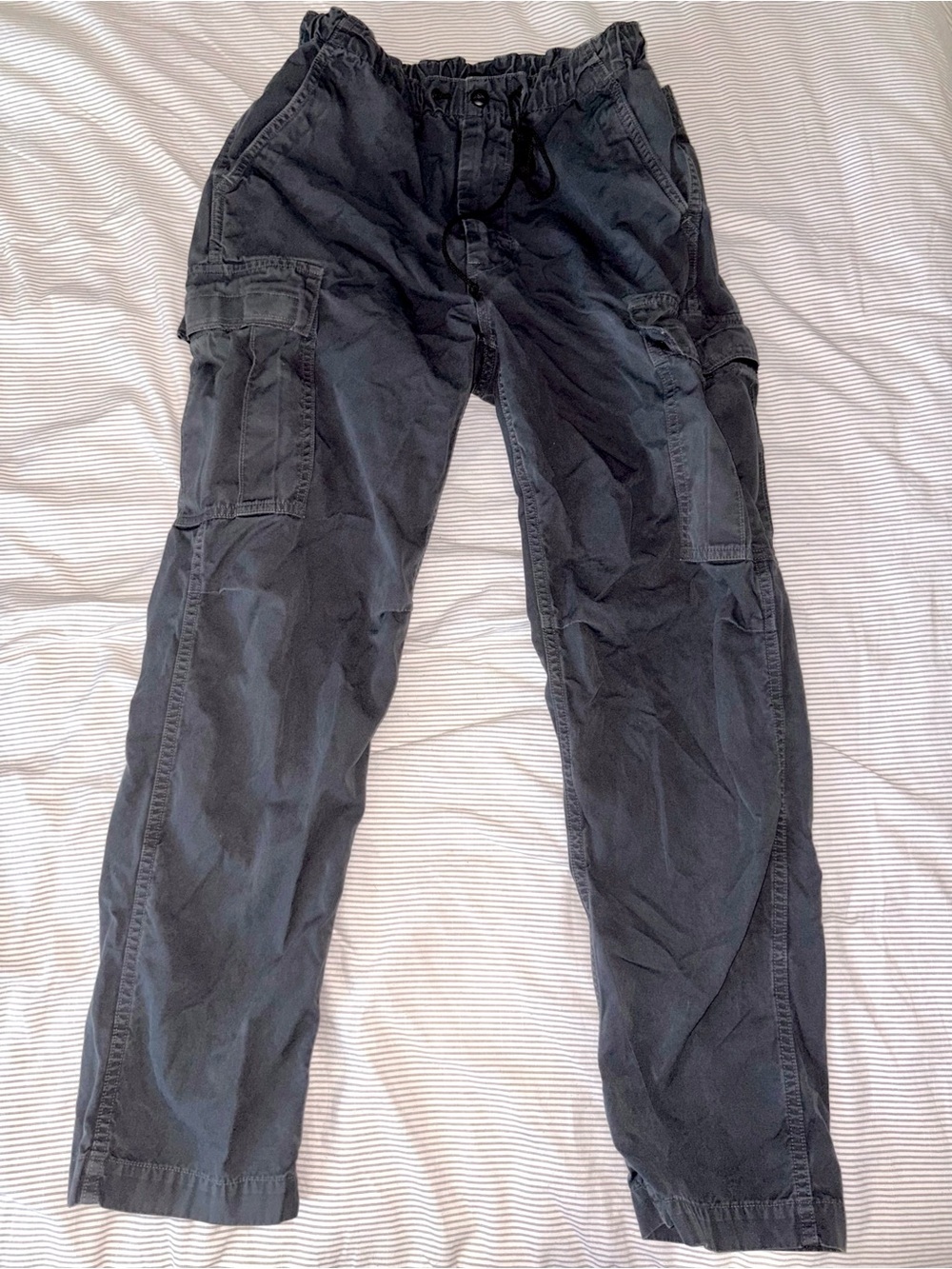 OrSlow Black Cargo Pants with Elastic Waist
